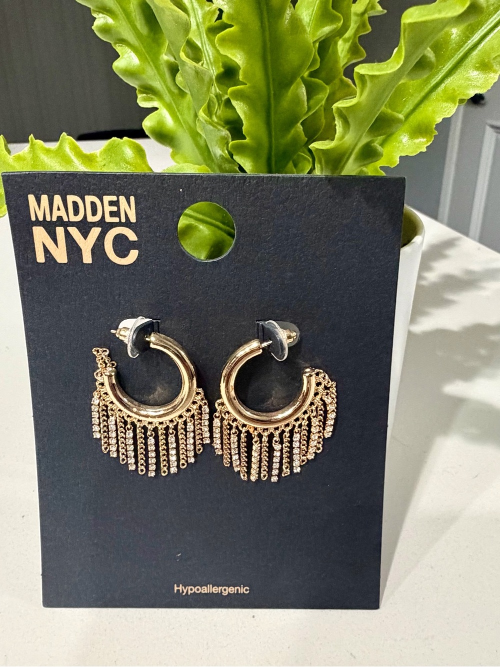 Madden NYC Gold Fringe Hoop Earrings